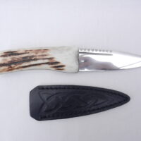 Natural Sgian Dubh in Scottish Red Deer Antler with Wych Elm centre