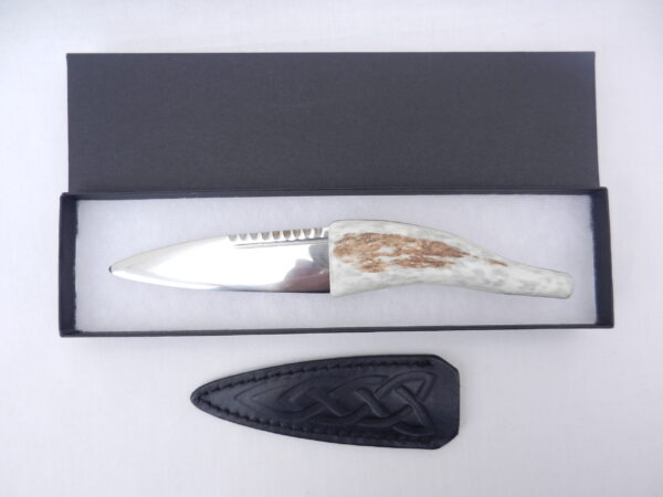 DSCN3635 Natural Sgian Dubh in Scottish Red Deer Antler with Wych Elm centre