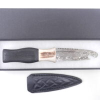 Scottish Bog Oak and Natural Antler Damascus Steel Sgian Brew, Bottle opener, Scottish gift, Scottish, wedding gift, groom gift, mens gift