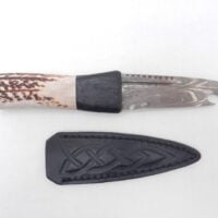 Natural Red Deer Antler and Scottish Bog Oak Damascus Sgian Brew, Scottish gift, antler gift, wedding gift, groom gift