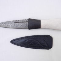 Damascus Steel Sgian Dubh in Red Deer Stag Antler and African Blackwood, Scottish gift, antler gift, wedding gift, groom gift, mens gift