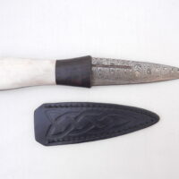 Damascus Steel Sgian Dubh in Red Deer Stag Antler and African Blackwood, Scottish gift, antler gift, wedding gift, groom gift, mens gift