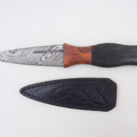 DSCN4096 Bog Oak and Desert Ironwood Burr Damascus Steel Sgian Dubh- sharpened, scottish knife, wedding gift