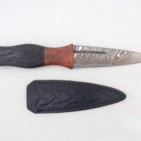 DSCN4097 Bog Oak and Desert Ironwood Burr Damascus Steel Sgian Dubh- sharpened, scottish knife, wedding gift