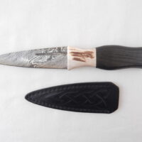 DSCN4204 Scottish Bog Oak and Natural Antler Damascus Sgian Dubh, scottish knife, scottish gift, wedding gift