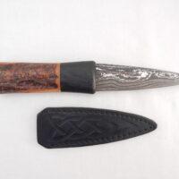 DSCN4089 Natural Blackthorn Damascus Sgian Dubh with Bog Oak and Brazilian Purpleheart centre, Scottish knife, kilt knife