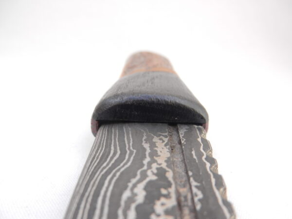 DSCN4093 Natural Blackthorn Damascus Sgian Dubh with Bog Oak and Brazilian Purpleheart centre, Scottish knife, kilt knife