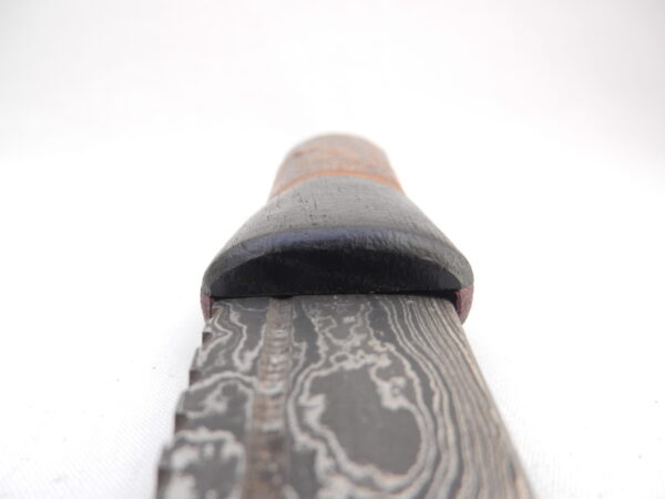 DSCN4094 Natural Blackthorn Damascus Sgian Dubh with Bog Oak and Brazilian Purpleheart centre, Scottish knife, kilt knife