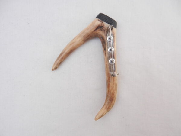 Scottish Roe Buck Antler Kilt Pin with Bog Oak