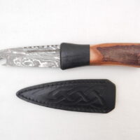 DSCN4189 Natural Blackthorn Damascus Sgian Brew with local Bog Oak and Brazilian Purpleheart centre