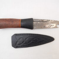 DSCN4190 Natural Blackthorn Damascus Sgian Brew with local Bog Oak and Brazilian Purpleheart centre