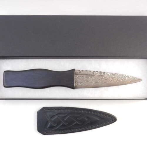 Sgian Dubh Damascus Steel in African Blackwood and Yew, Scottish gift, wedding gift, groom gift, mens gift