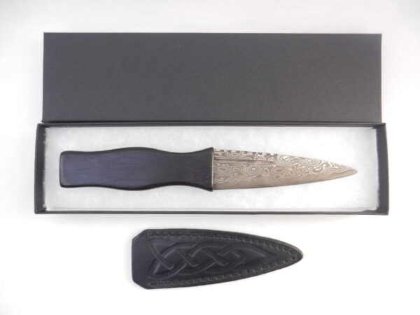 DSCN4195 Sgian Dubh Damascus Steel in African Blackwood and Yew, Scottish gift, wedding gift, groom gift, mens gift