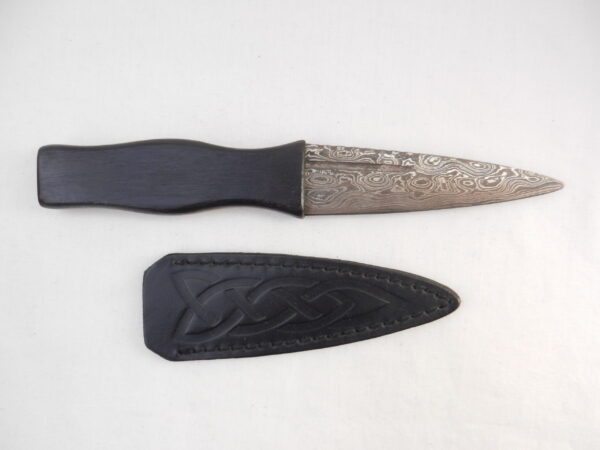 DSCN4196 Sgian Dubh Damascus Steel in African Blackwood and Yew, Scottish gift, wedding gift, groom gift, mens gift