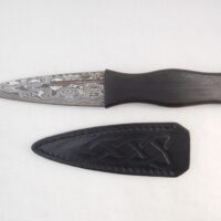 DSCN4197 Sgian Dubh Damascus Steel in African Blackwood and Yew, Scottish gift, wedding gift, groom gift, mens gift