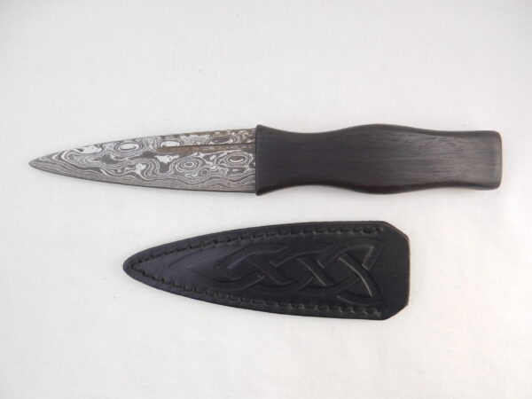 DSCN4197 Sgian Dubh Damascus Steel in African Blackwood and Yew, Scottish gift, wedding gift, groom gift, mens gift
